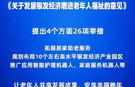 國(guó)務(wù)院辦公廳印發(fā)《關(guān)于發(fā)展銀發(fā)經(jīng)濟(jì)增進(jìn)老年人福祉的意見》